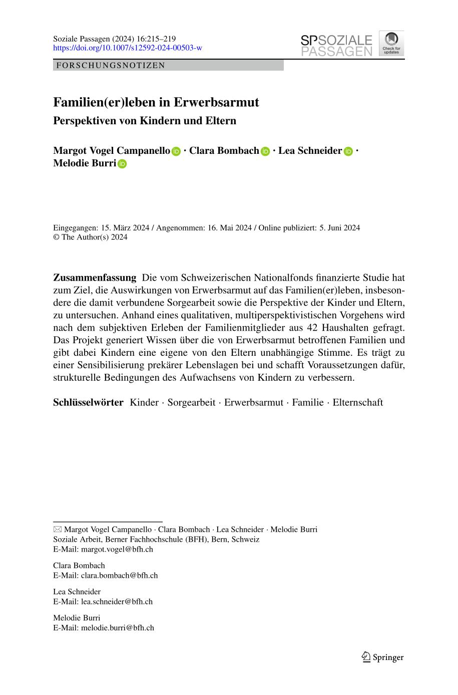 Soziale Passagen 2024 Familienerleben in Erwerbsarmut 1