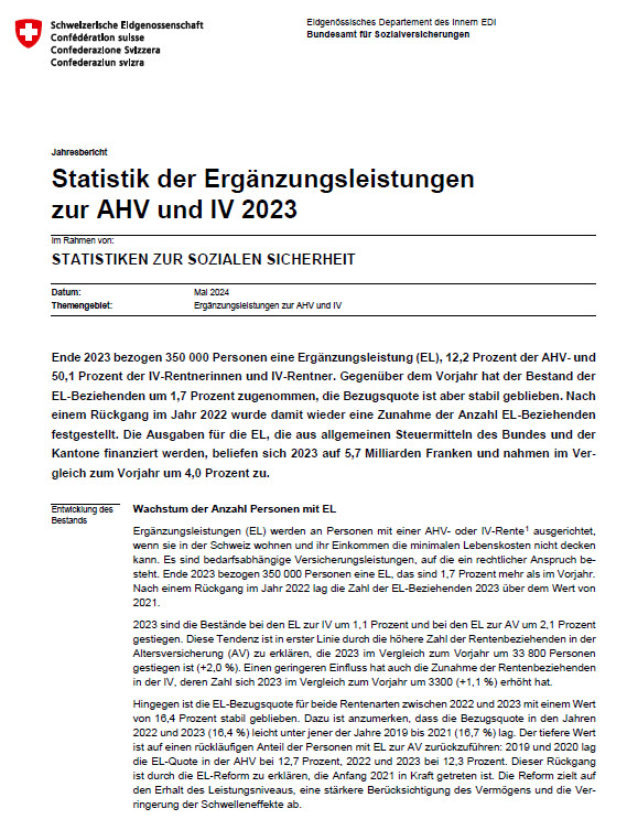 Statistik der EL zur AHV und IV 2023 d