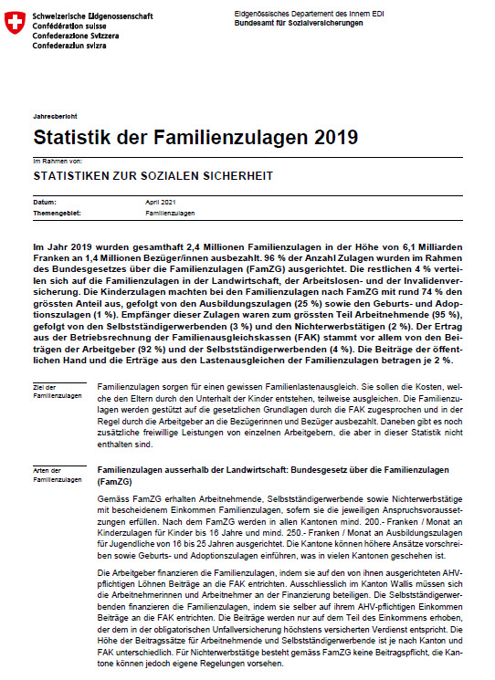 Statistik der Familienzulagen 2019 d