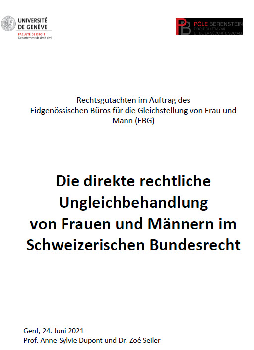 Ungleichbehandlung von Fraune und Mnnern im Schweiz Bunderecht d