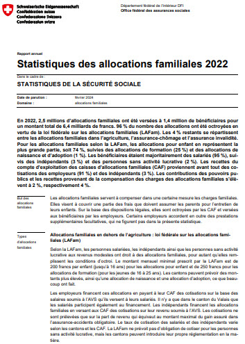 Statistik der Familienzulagen 2022 f