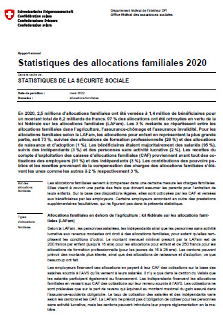 Statistik Familienzulagen 2020 f